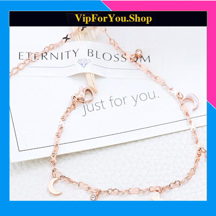 LẮC TAY TITAN TRĂNG SAO MÀU VÀNG HỒNG siêu cute