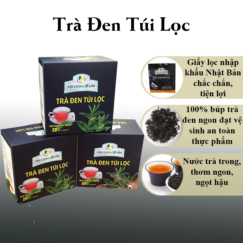 Trà đen túi lọc tân cương xanh 40gr - trà túi lọc giảm stress, thanh lọc cơ thể