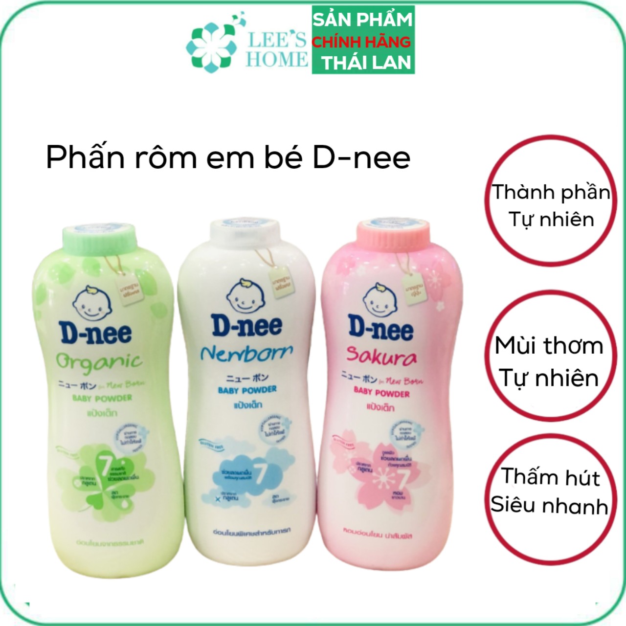 Phấn Rôm Dnee Thái Lan Baby Powder 380g - Thơm Dịu Nhẹ Cho Da Bé -Khô,Thoáng- LEE'S HOME