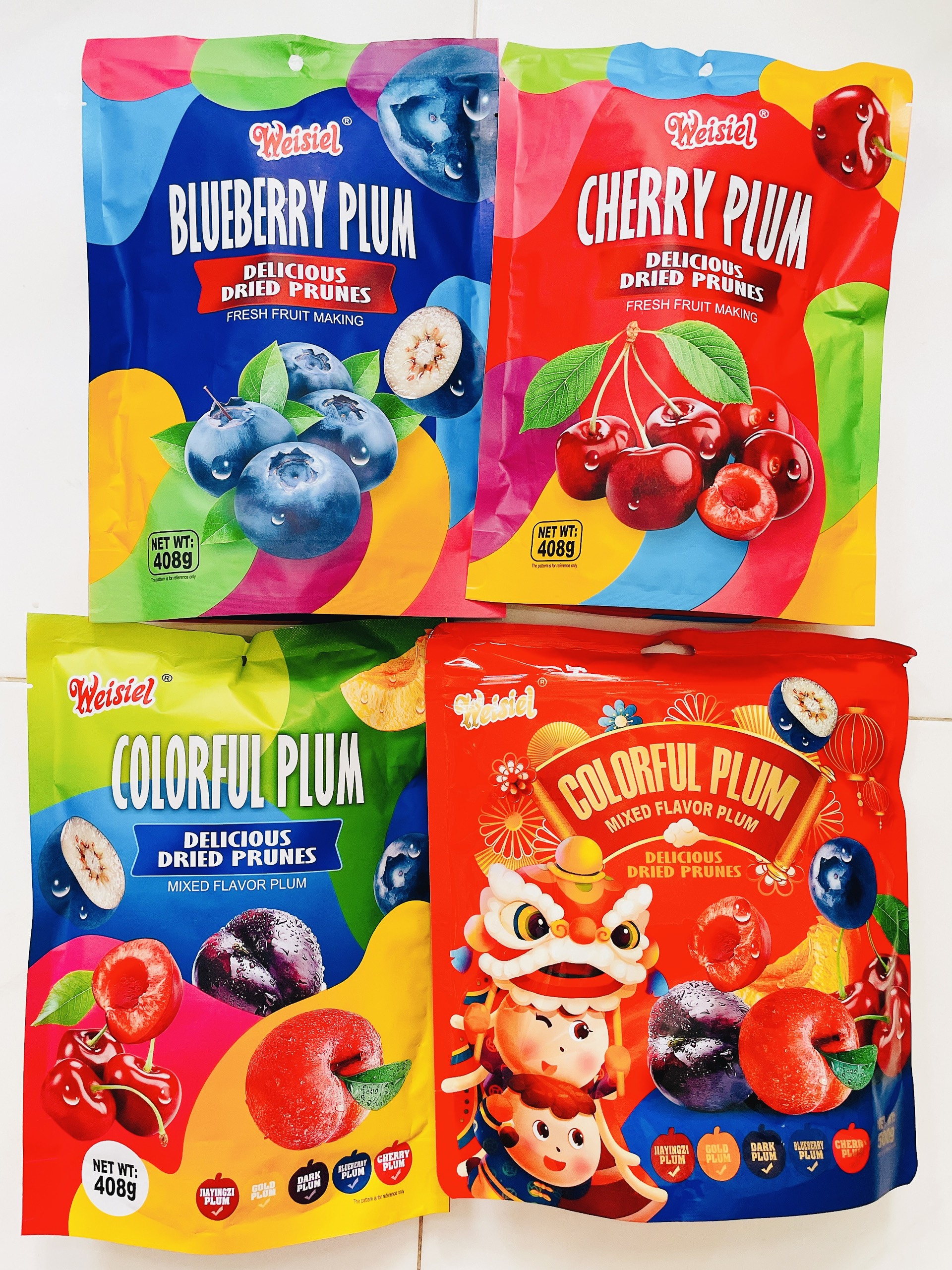 Ô Mai Hoa Quả Hongkong - Mix 4 Vị Mận Tím, Mận Đỏ, Việt Quất , Cherry