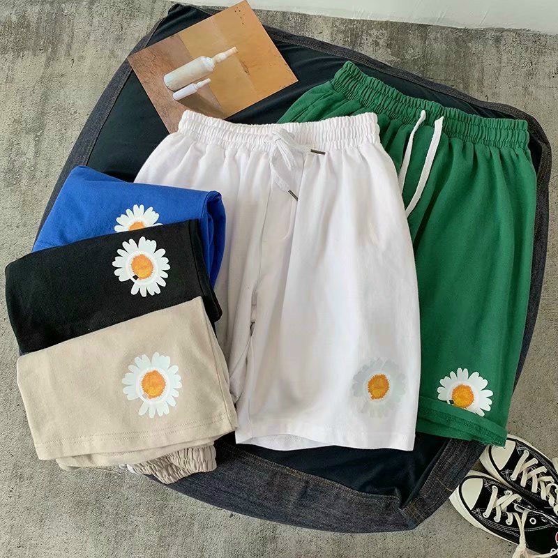 Quần lửng in hình bông cúc unisex chất thun da cá mềm mịn