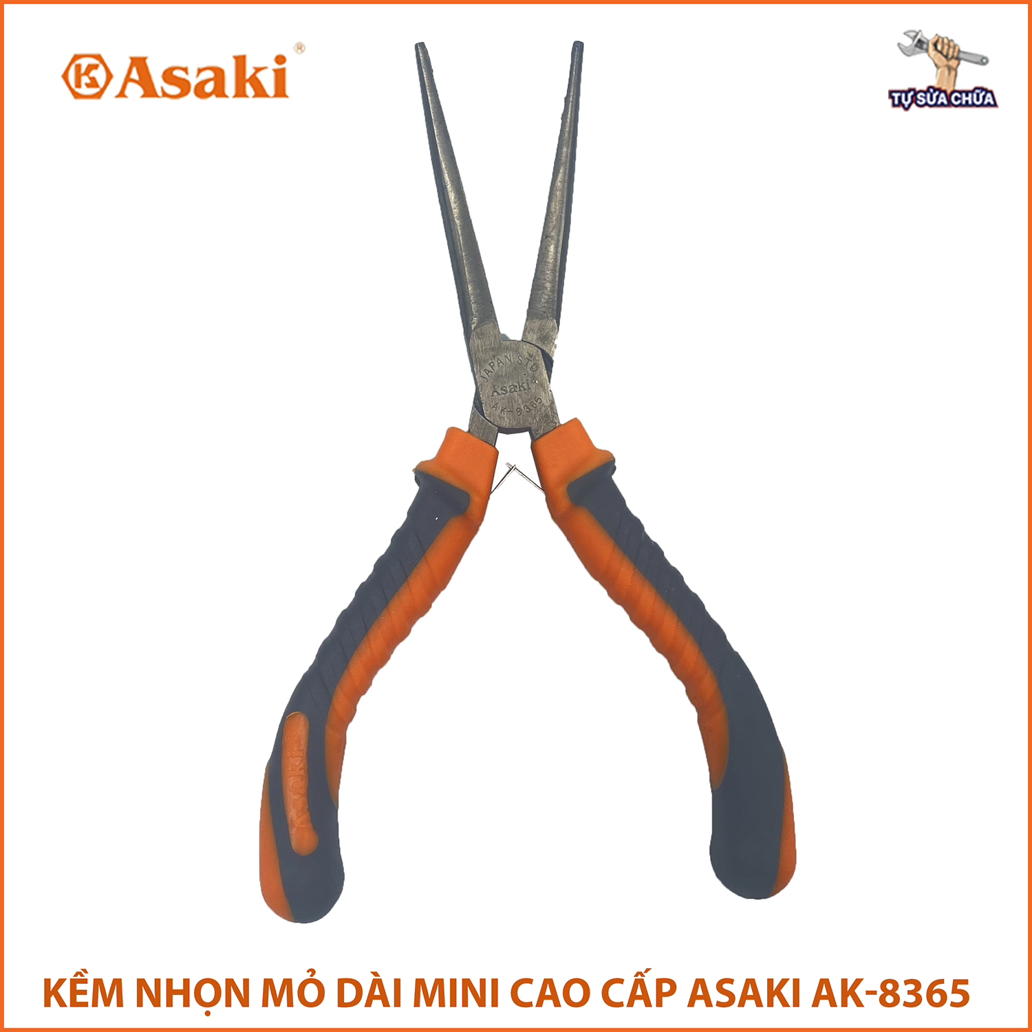 Kềm kìm nhọn mỏ dài mini cao cấp asaki ak-8365