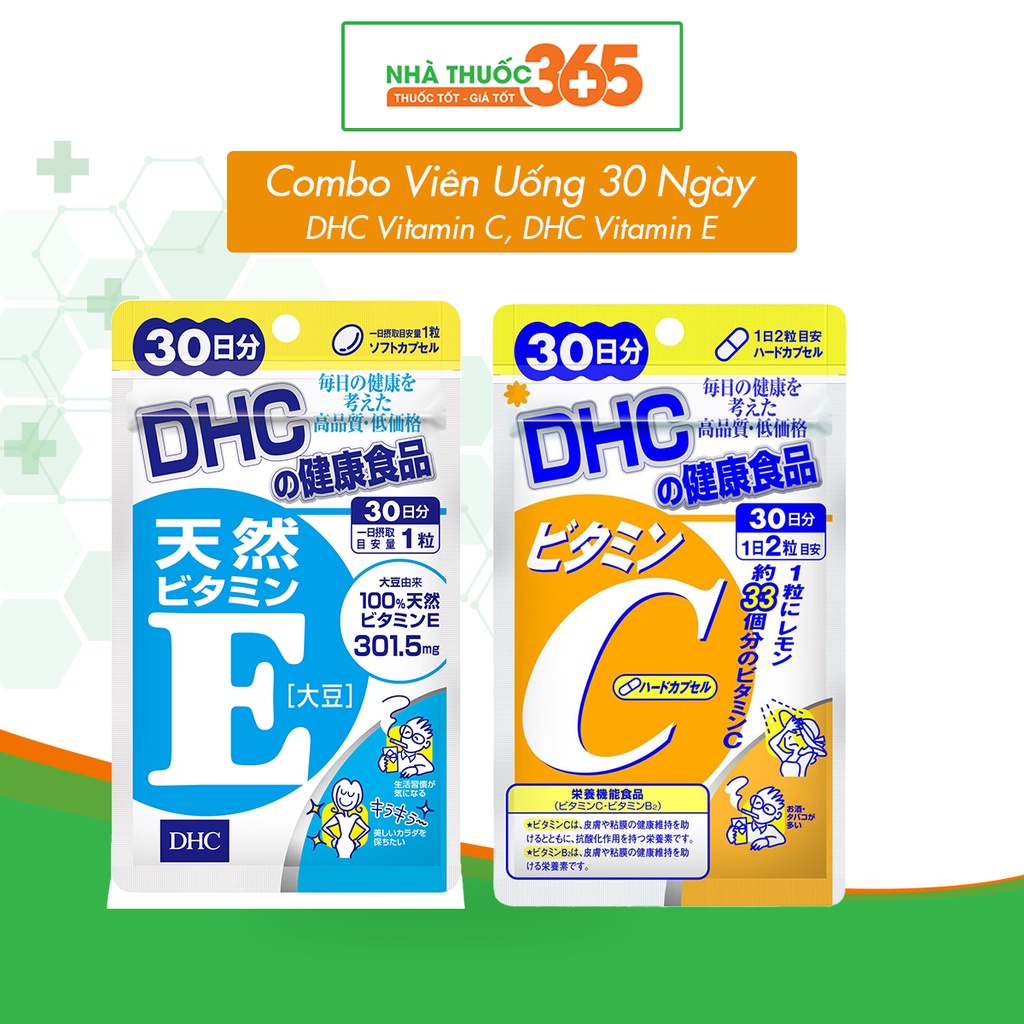 Combo Viên Uống DHC Vitamin C Và DHC Natural Vitamin E Soybean Giúp Cải
