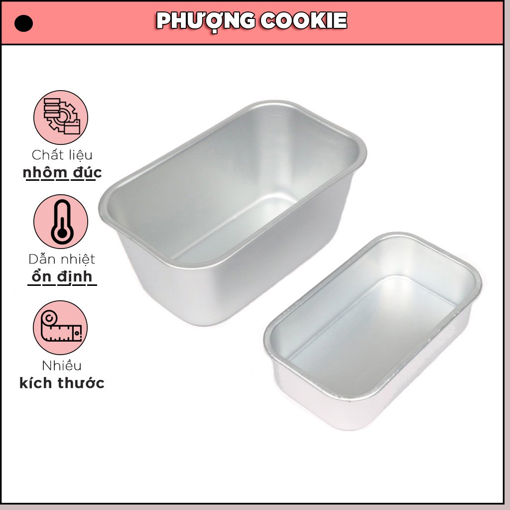 Khuôn Loaf nhôm, hình chữ nhật, làm bánh mì hoa cúc, chiffon,... - Phượng Cookie