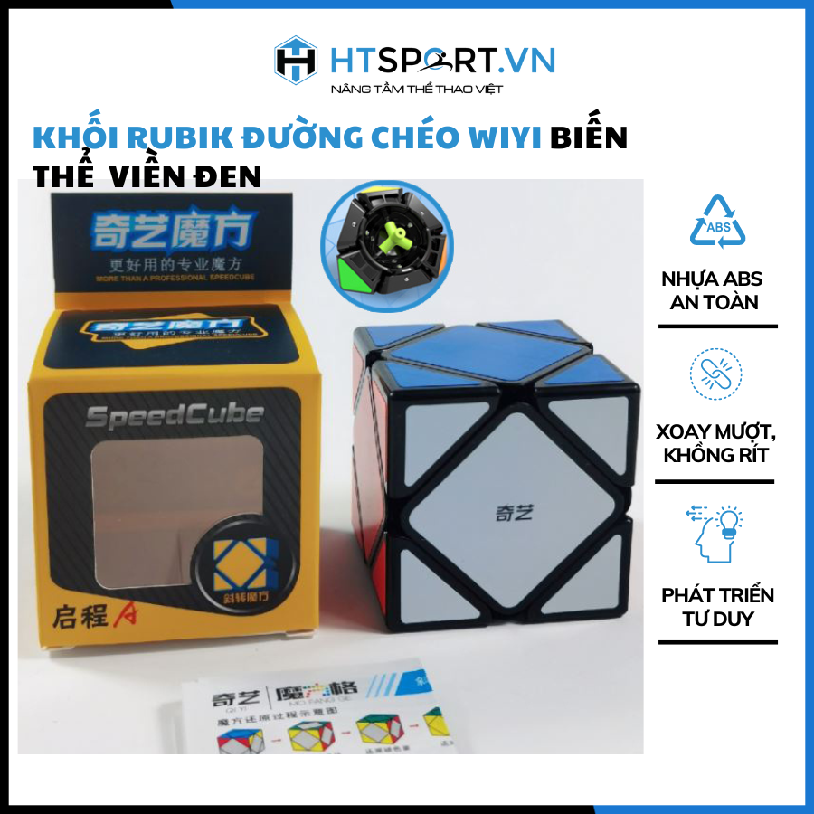 RuBik Đường Chéo, Rubik 6 Mặt Biến Thể Skewb WiYi Cube Viền Đen, Phát Triễn IQ Cao Cấp ( Black )