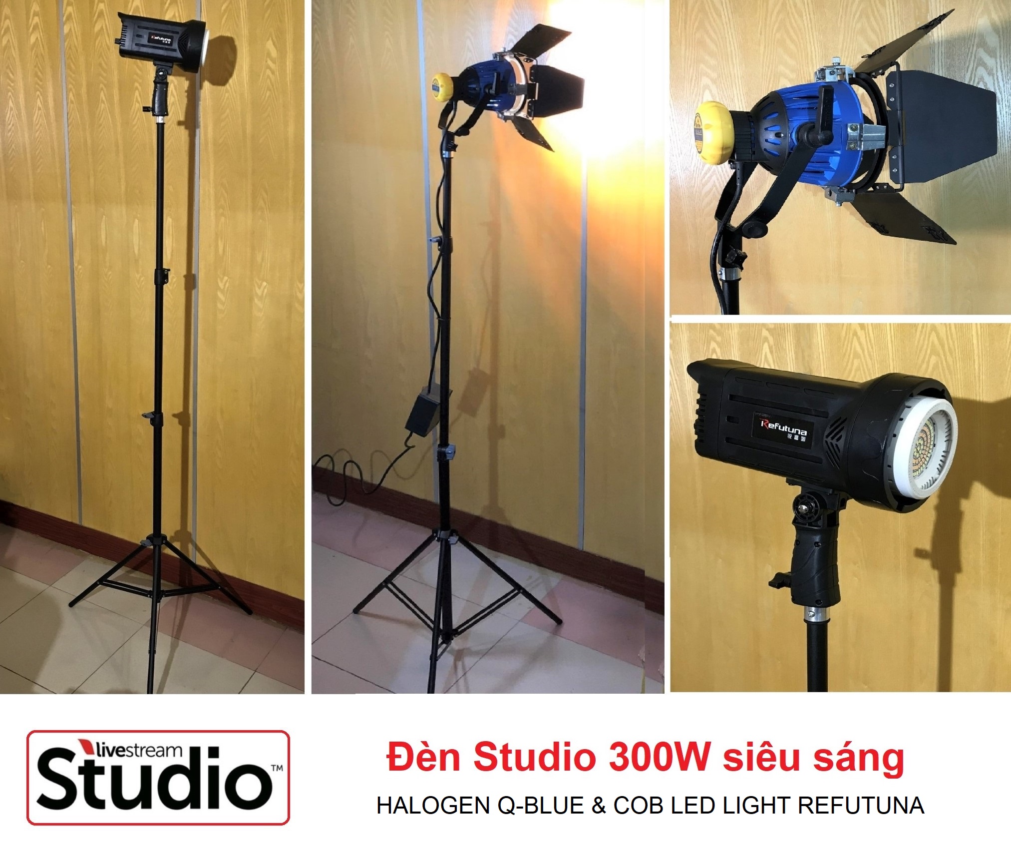 Thiết bị chiếu sáng studio refutuna sls-500 & q-blue qb-300 300w