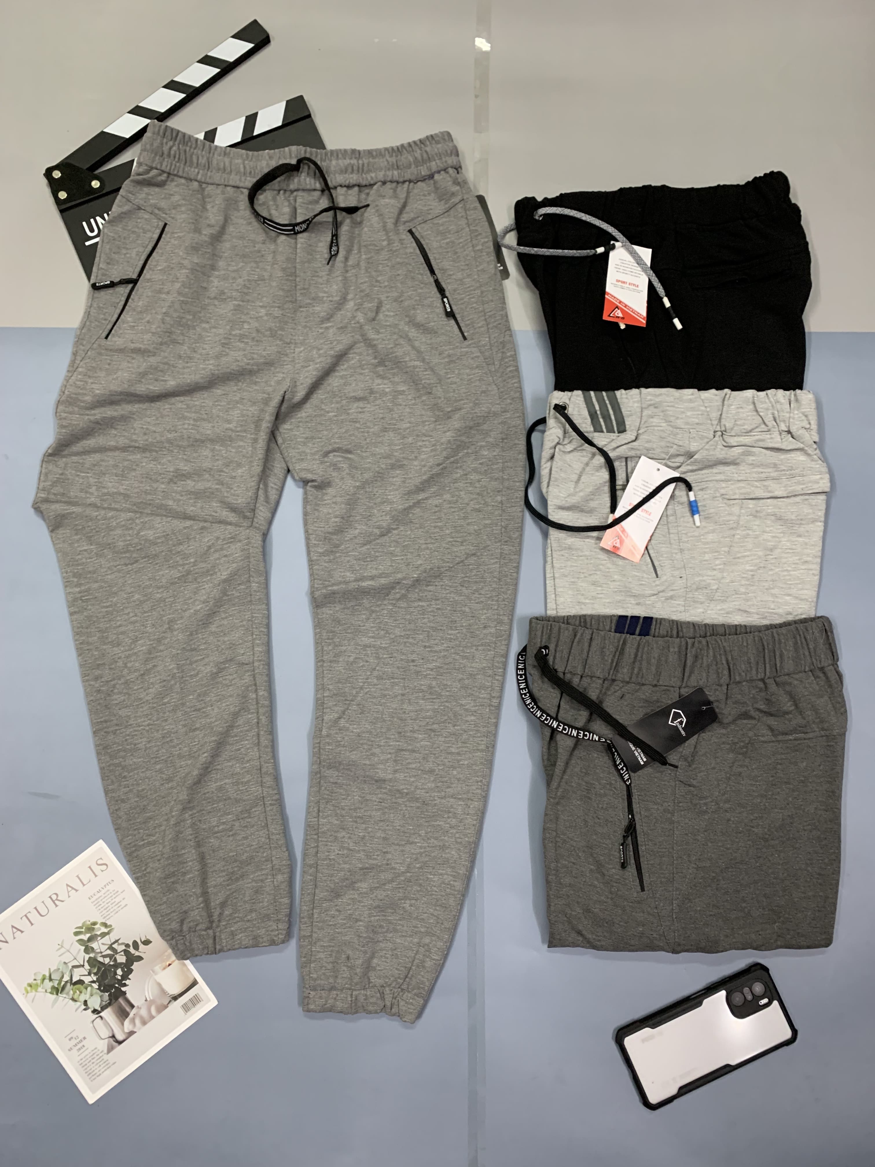 Quần Nỉ Thể Thao Jogger , quần Nỉ da cá co giãn 4 chiều, 3 túi khóa ( ảnh chụp thật )