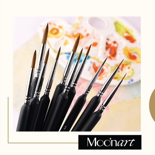 Cọ vẽ đầu tỉa, cọ nhỏ đi nét, bút tỉa Maries Martol dùng đi chi tiết trong tranh màu nước, gouache, acrylic, sơn dầu - MoonArt