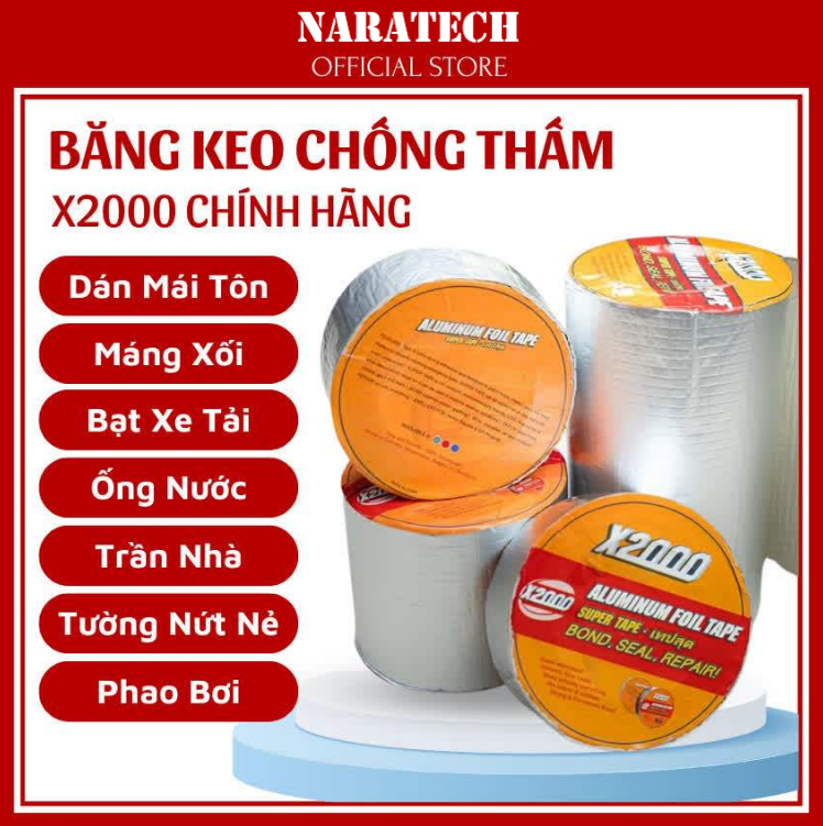 Băng keo dán chống thấm chống dột x2000 dán chống thấm siêu dính. Keo dán Nhật Bản chịu nhiệt dán mọi bề mặt, Băng Keo Chống Thấm X2000 OKACHI