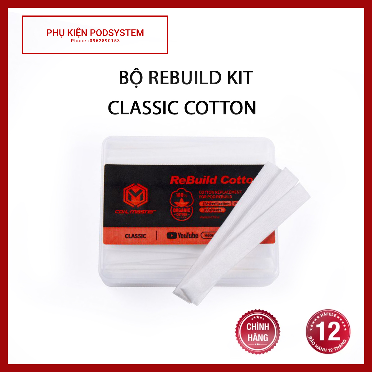 RBC Classic Cotton - Bông Rebuild Occ Cotton - 200 bông 1 hộp