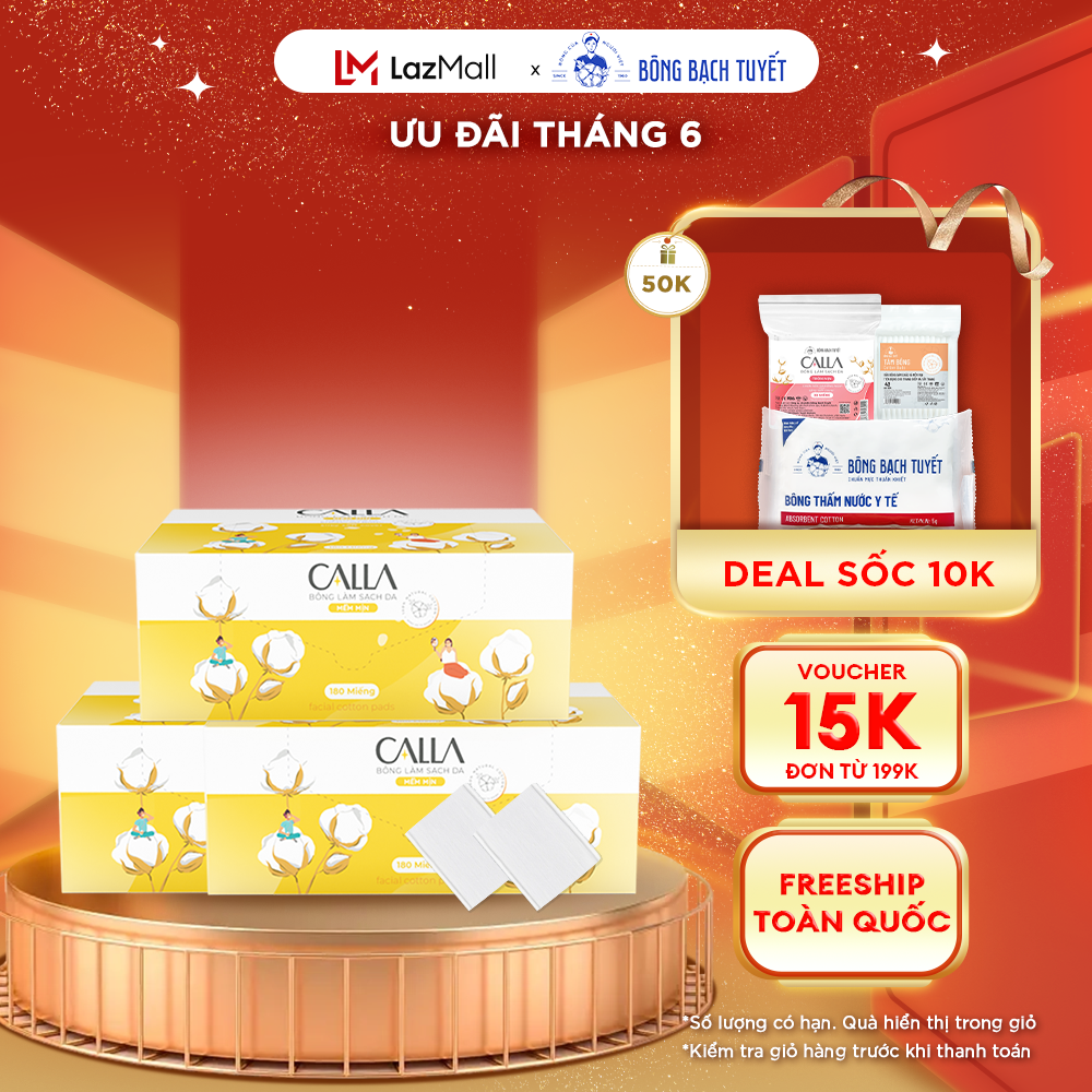 Combo 3 Hộp Bông tẩy trang làm sạch da Bông Bạch Tuyết Calla Mềm Mịn