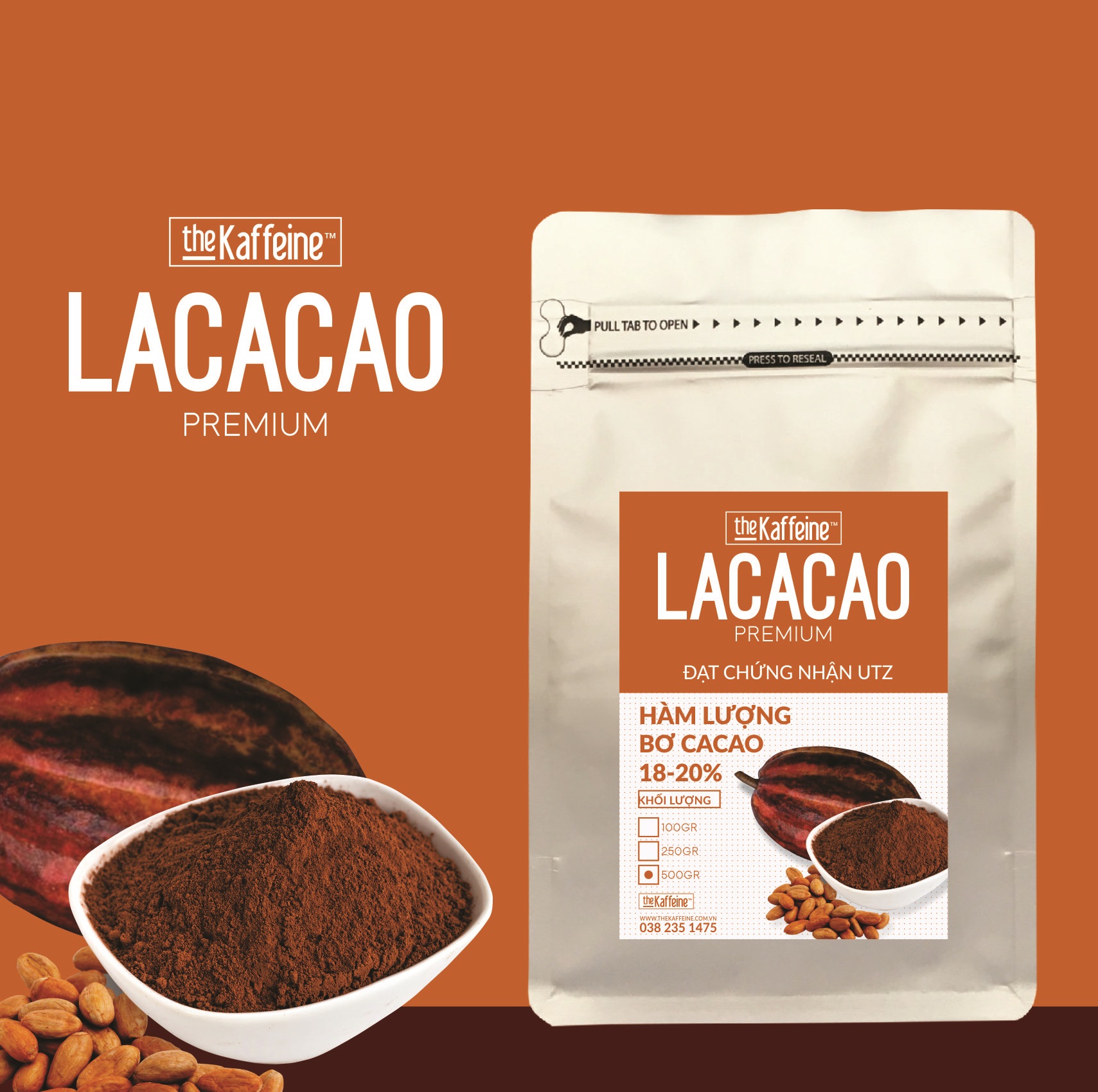 Bột cacao nguyên chất Lacacao Premium - The Kaffeine