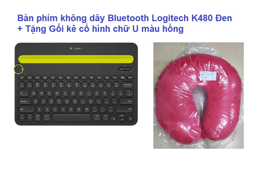 Bàn phím không dây Bluetooth Logitech K480 Đen + Tặng Gối kê cổ hình chữ U