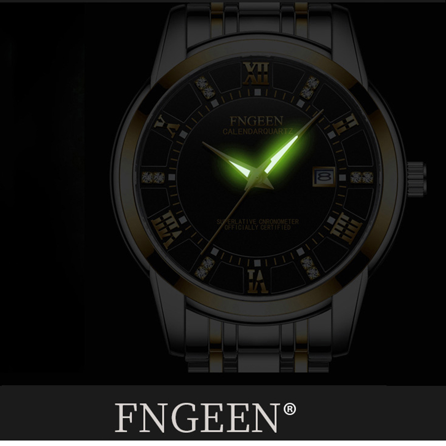 Đồng hồ Nam FNGEEN FN2821 - đồng hồ thời trang mặt đính đá lịch ngày