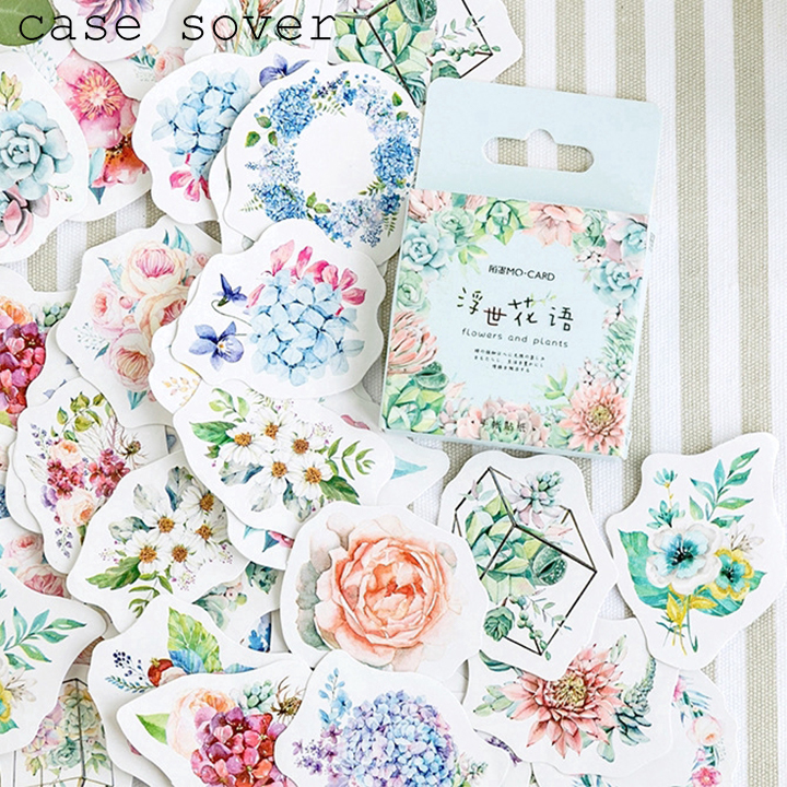 Hộp 46 sticker chủ đề hoa trang trí planner - case sover