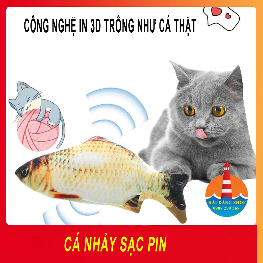 Cá nhảy vẫy đuôi sạc pin - đồ chơi cho bé - đồ chơi cho thú cưng- đồ chơi cho chó-mèo