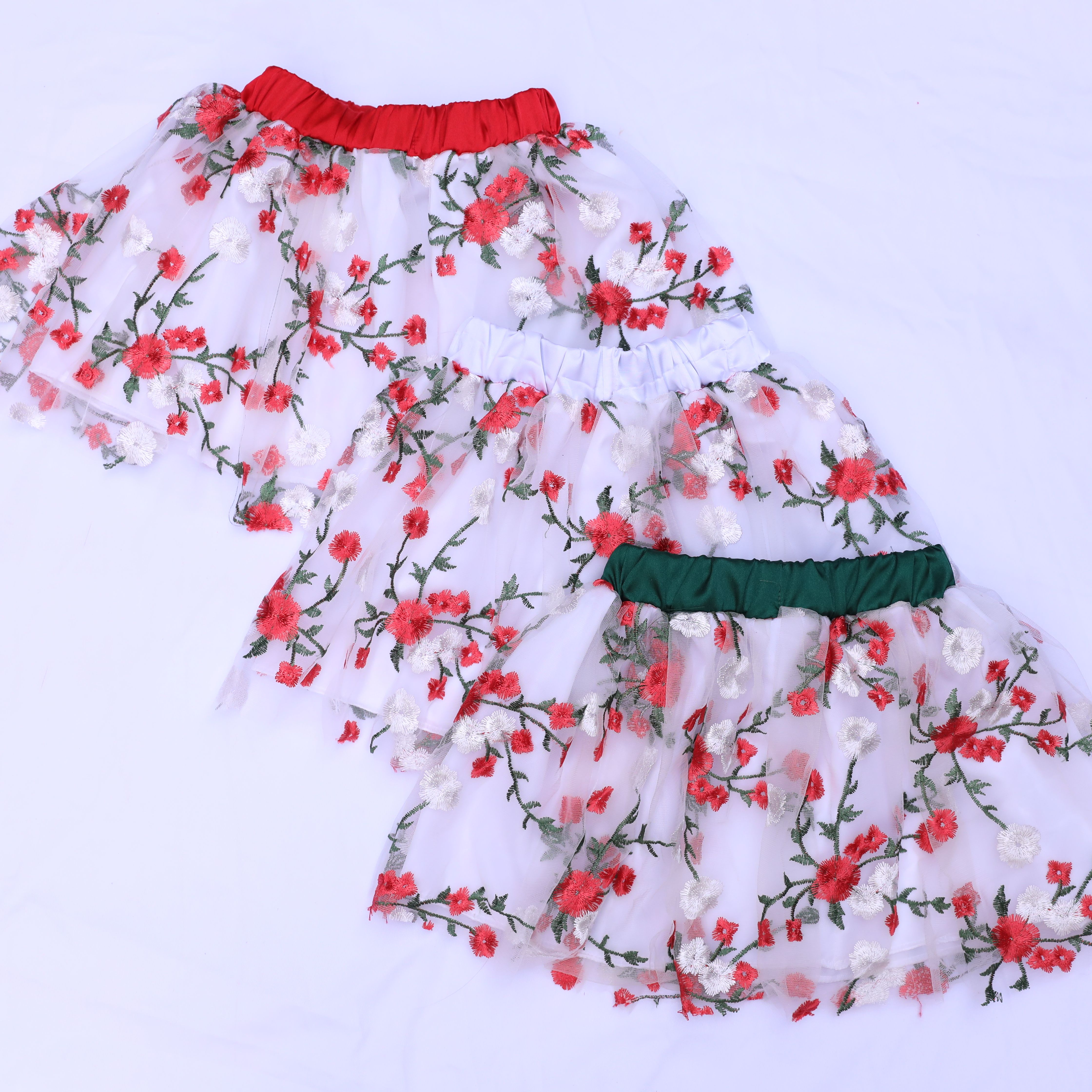 Chân váy ren thêu hoa bản màu 15-30kg