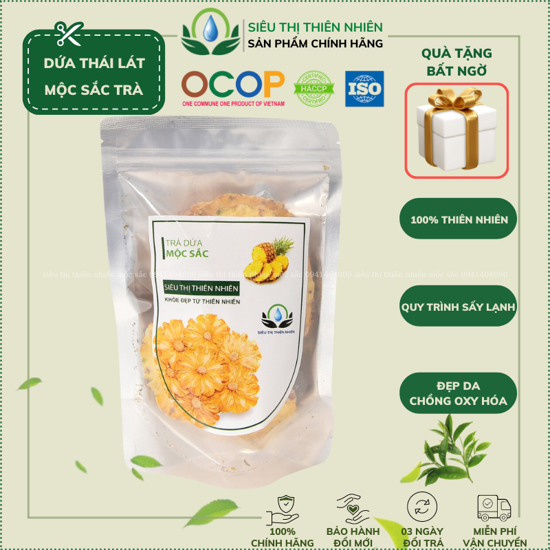 Dứa thái lát sấy khô Mộc Sắc Siêu Thị Thiên Nhiên đóng túi zip vệ sinh và dễ bảo quản thanh nhiệt giữ dáng trà mát gan giải nhiệt hỗ trợ tiêu hóa giúp đẹp da giữ dáng thanh lọc cơ thể