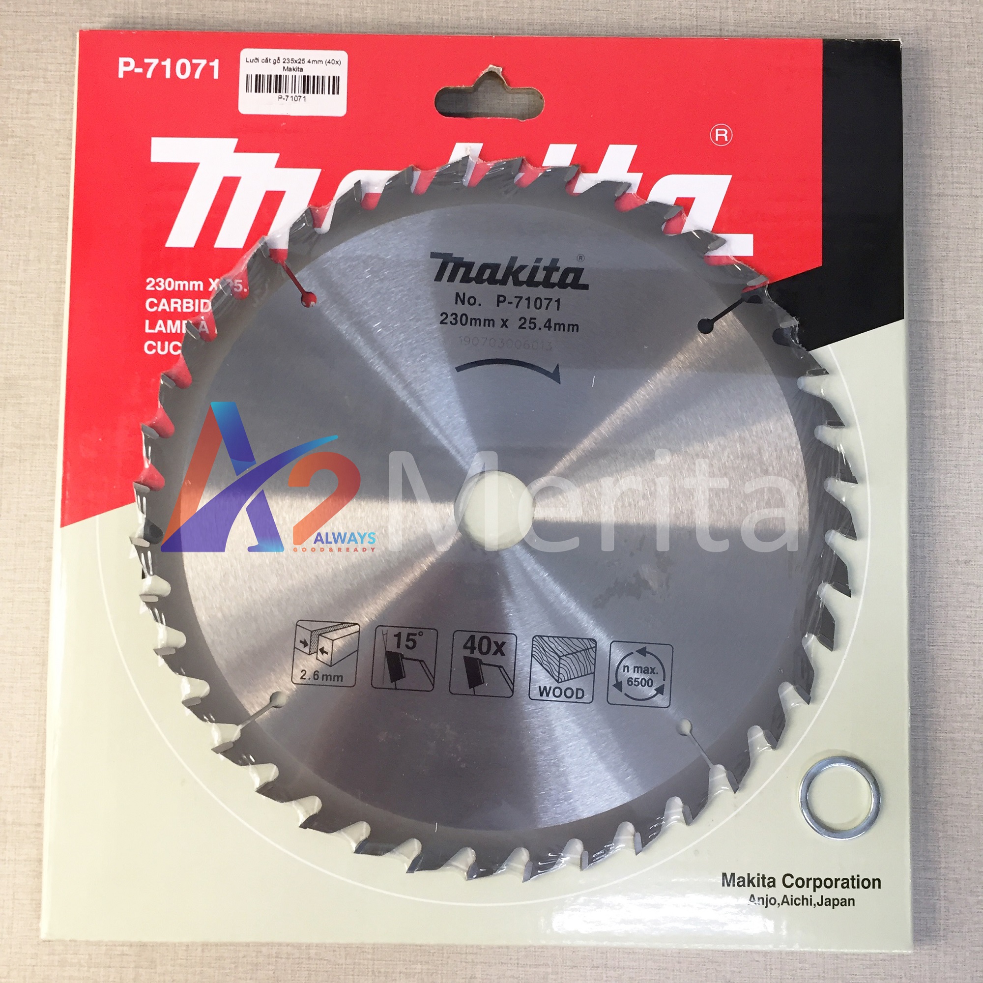 Lưỡi cắt gỗ 230x25.4mm 40 răng makita p-71071