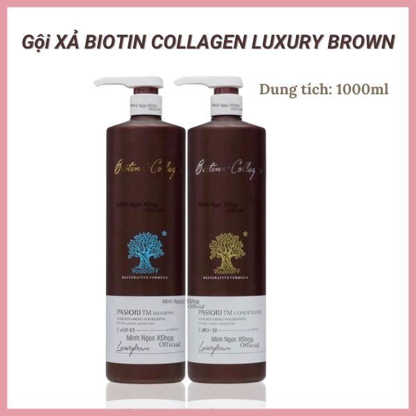 Dầu gội Biotin Collagen,dầu gội Biotin Collagen Luxury Brown nâu phục hồi,siêu mượt 1000ml