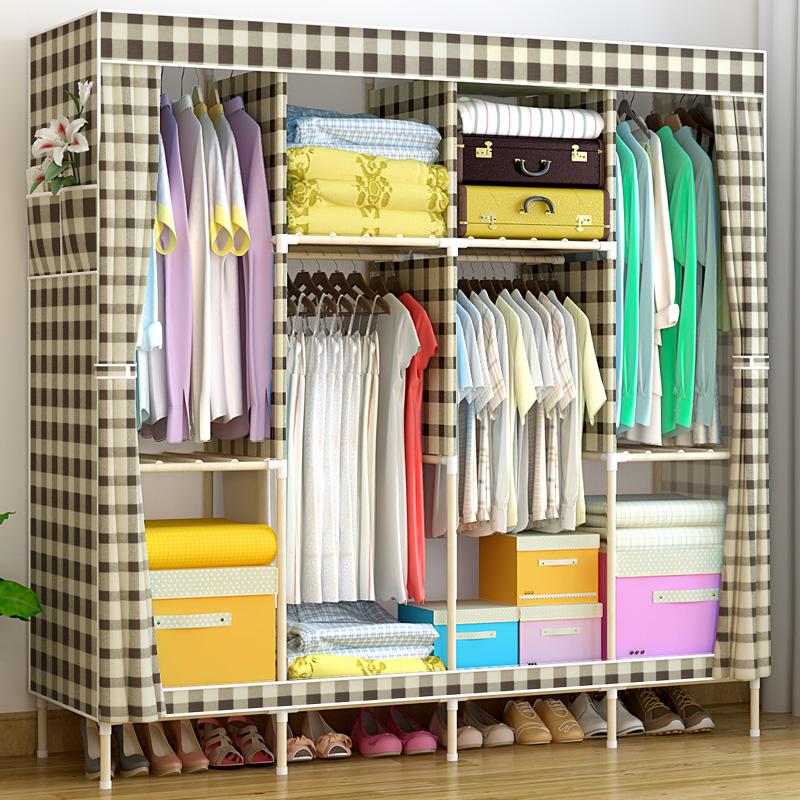 Tủ vải khung gỗ 4 buồng cao cấp, tủ đựng quần áo tiện lợi - gdtruong56
