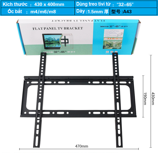Khung treo Tivi áp tường cho mọi Tivi từ 26-65 inch (bản siêu dày tải trọng tới 65kg) - Hàng Nhập Khẩu