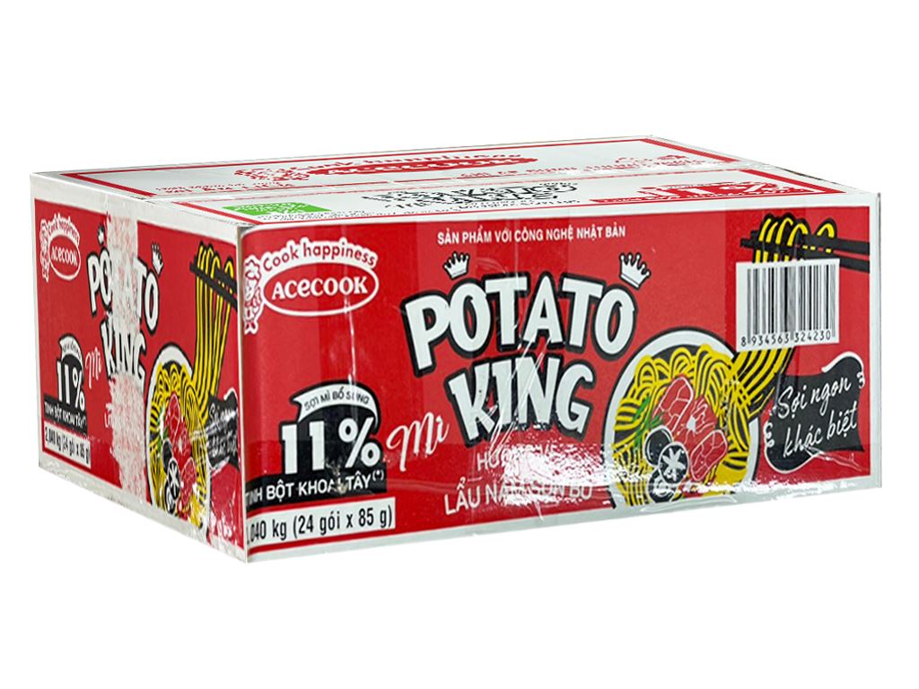 Potato KingMì khoai tây vị lẩu nấm sụn bò và lẩu gà lá é gói 85g