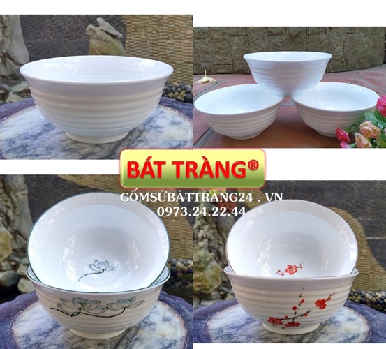 BÁT TÔ BÁT TRÀNG CAO CẤP TÔ SỨ ĐẸP GIÁ RẺ CÓ VÂN VIỀN TRANG TRÍ CHÉN TÔ SỨ SÂU LÒNG CỠ VỪA