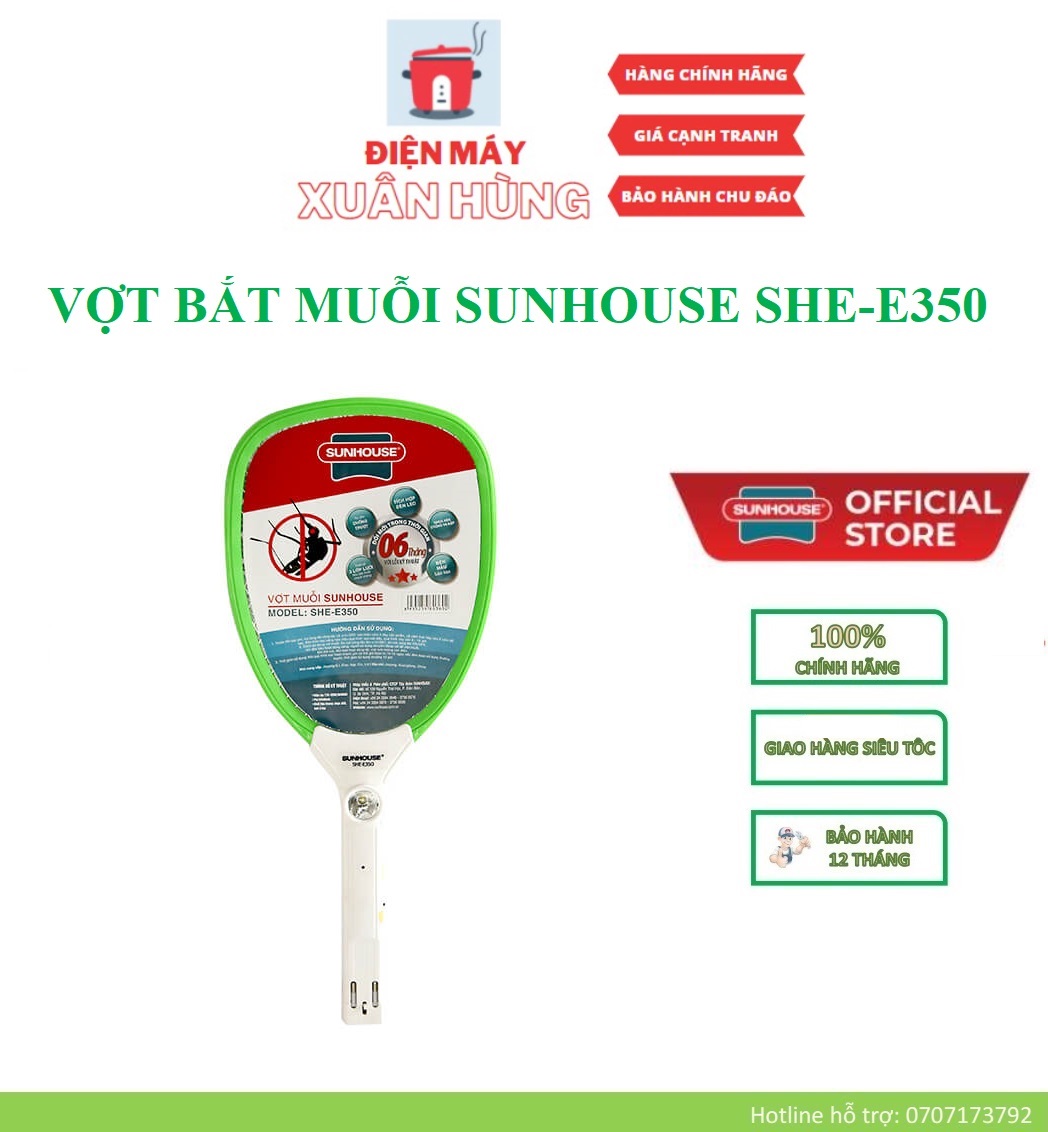 She-e350 - vợt bắt muỗi sunhouse có đèn - bảo hành chính hãng 12 tháng