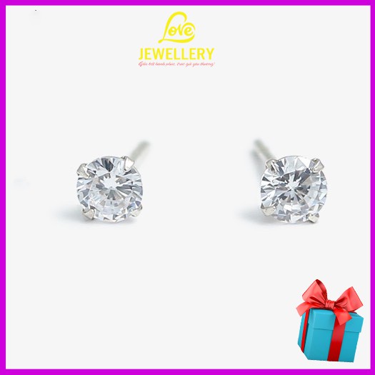 Bông tai nữ bạc Ý S925 Love Jewellery, Khuyên Tai Bạc 925 Nụ Đá 4 Chấu, Thiết kế nhỏ xinh, tinh tế, sắc sảo, kiểu dáng hiện đại