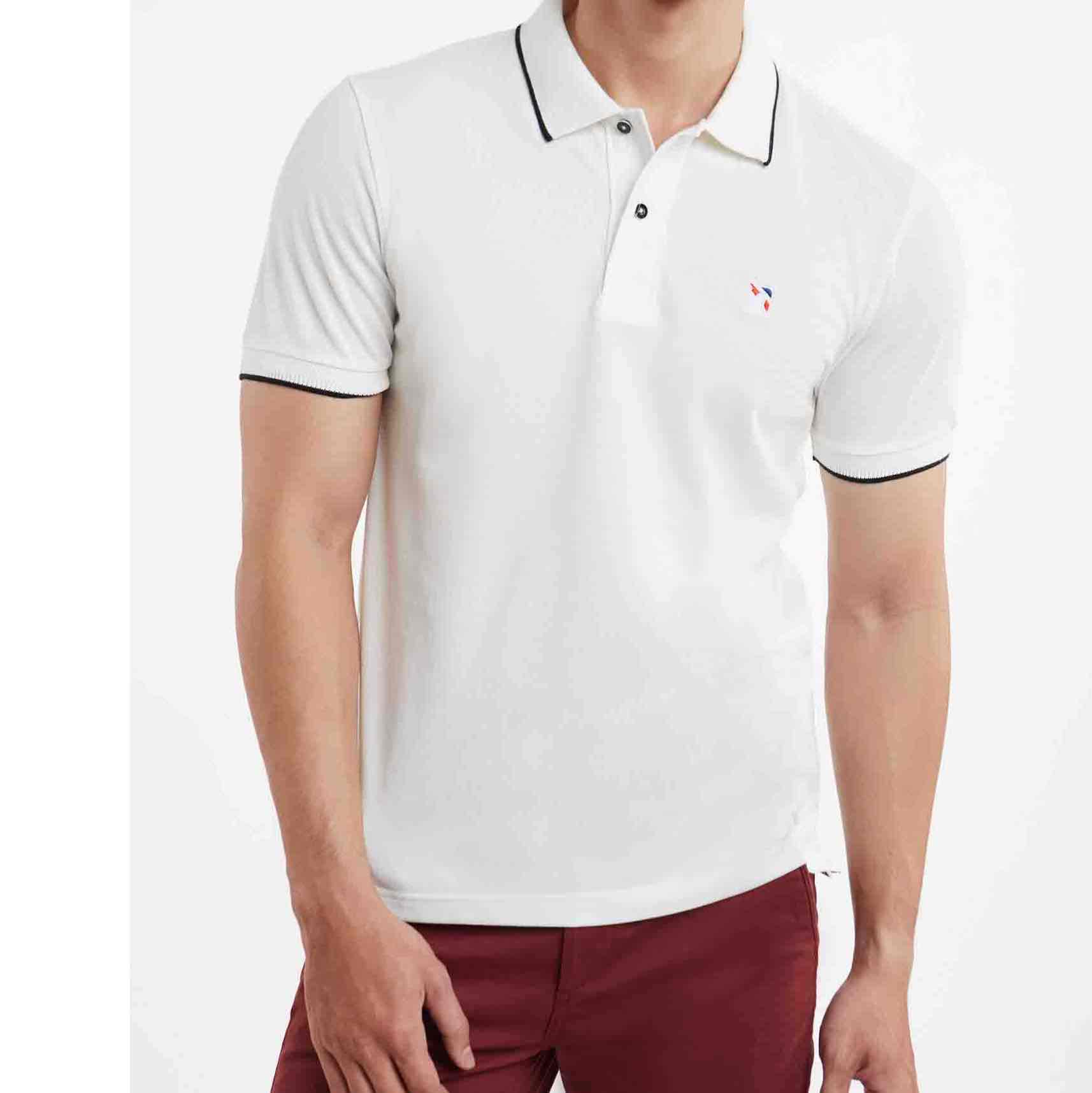Ninomaxx áo polo basic nam tay ngắn trơn phom slim có cổ 2009019
