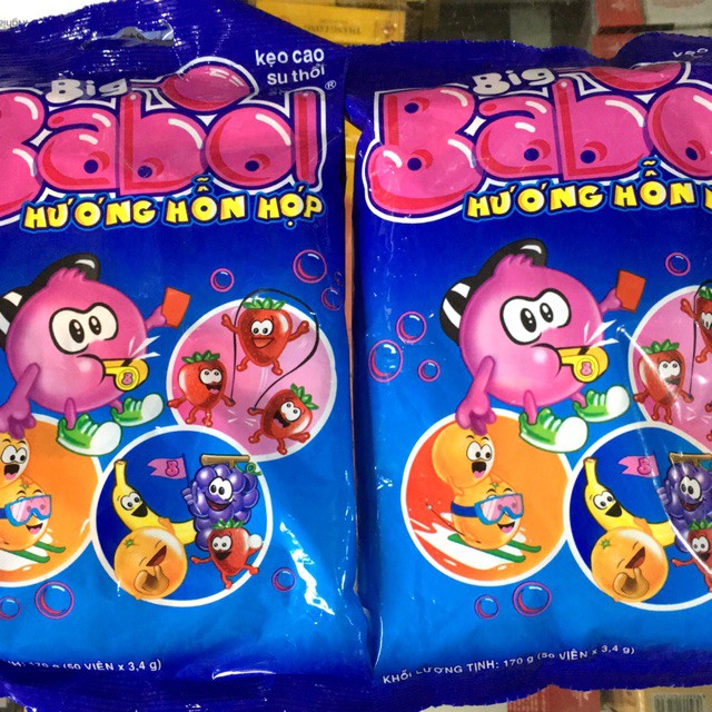 Combo 2 gói Kẹo Cao Su Hương Trái Cây Big Babol (Gói 50 viên)