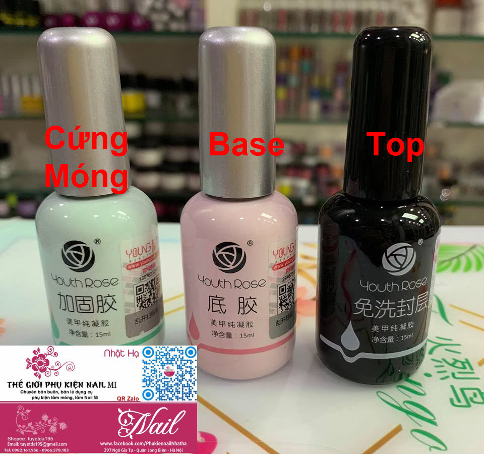 Bộ hoa hồng ( top +base liên kết + cứng móng)