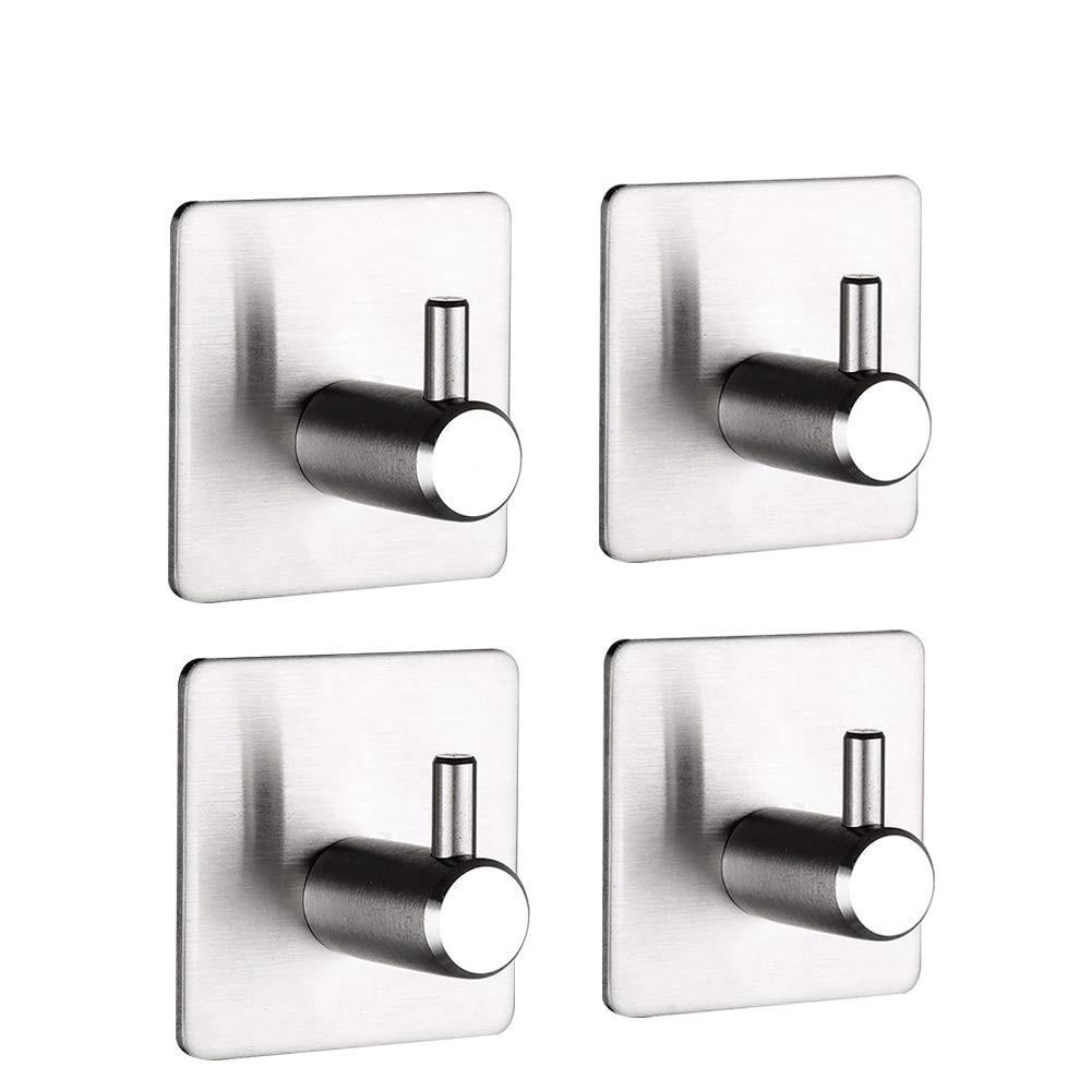 Combo 4 Móc Inox SUS304 Móc treo quần áo, móc treo khăn nhà tắm lắp đặt dính tường không cần khoan - Bảo Hành 1 Đổi 1