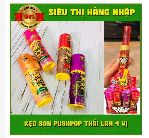 Siêu Ngon Lẻ 1 chiếc kẹo son môi Push Pop Thái Lan 4 vị