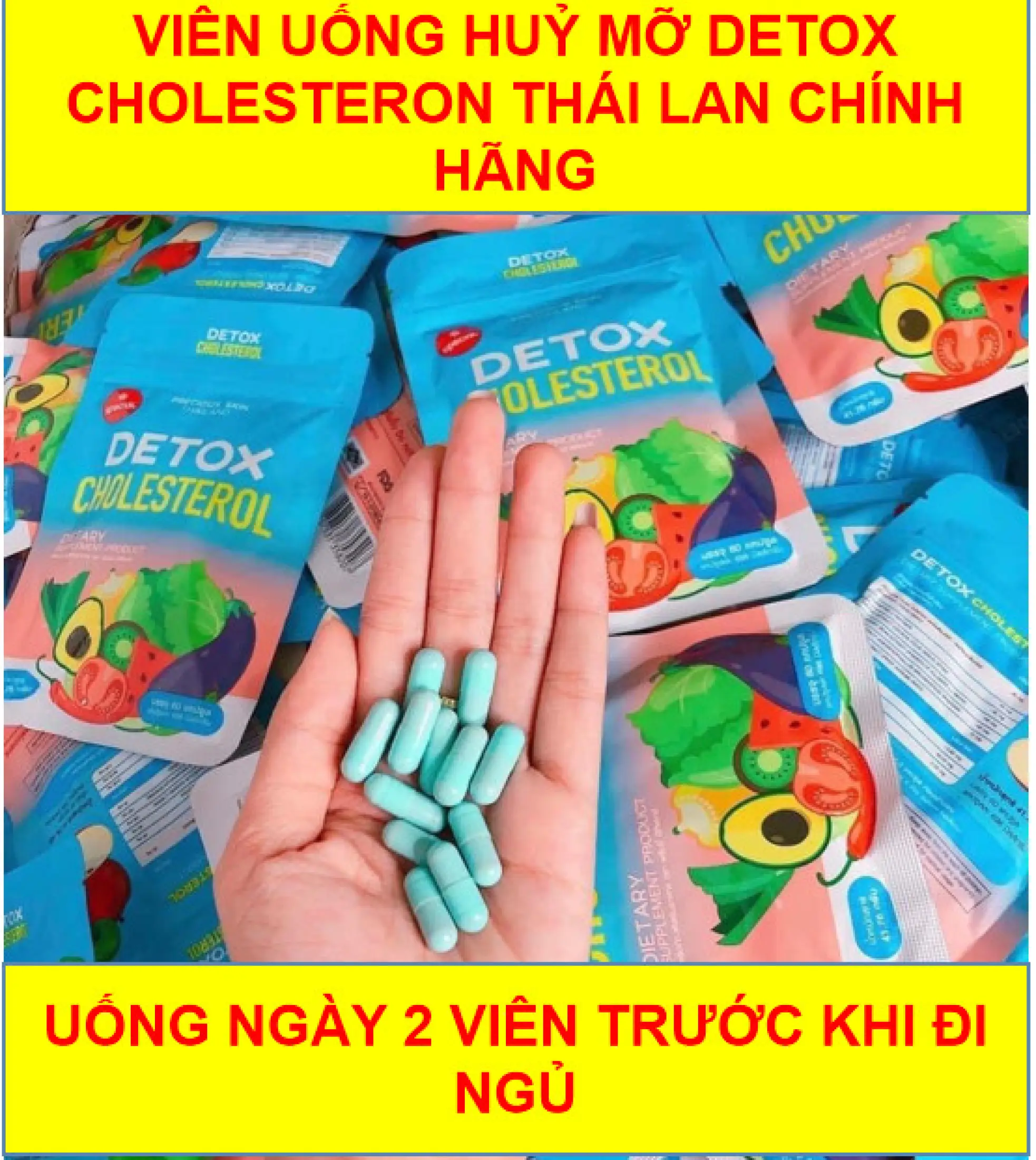 Viên khử mỡ giảm cân giấm táo Detox Cholesterol Thái Lan 60 viên -giảm cân Thái Lan ,giành cho cơ địa khó giảm