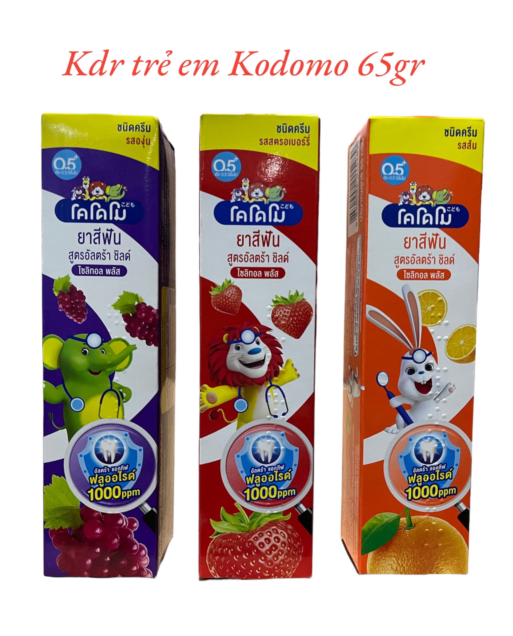 Đủ mùi - tuýp to 65gr - kem đánh răng nuốt được cho bé kodomo thái lan - npp mộc trà