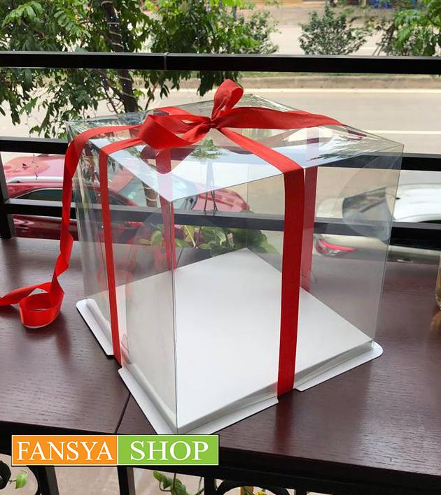 Combo 5 Hộp bánh gato , bánh kem , sinh nhật chất liệu nhựa trong suốt KT 22x22 cao 17cm { không kèm ruyban }