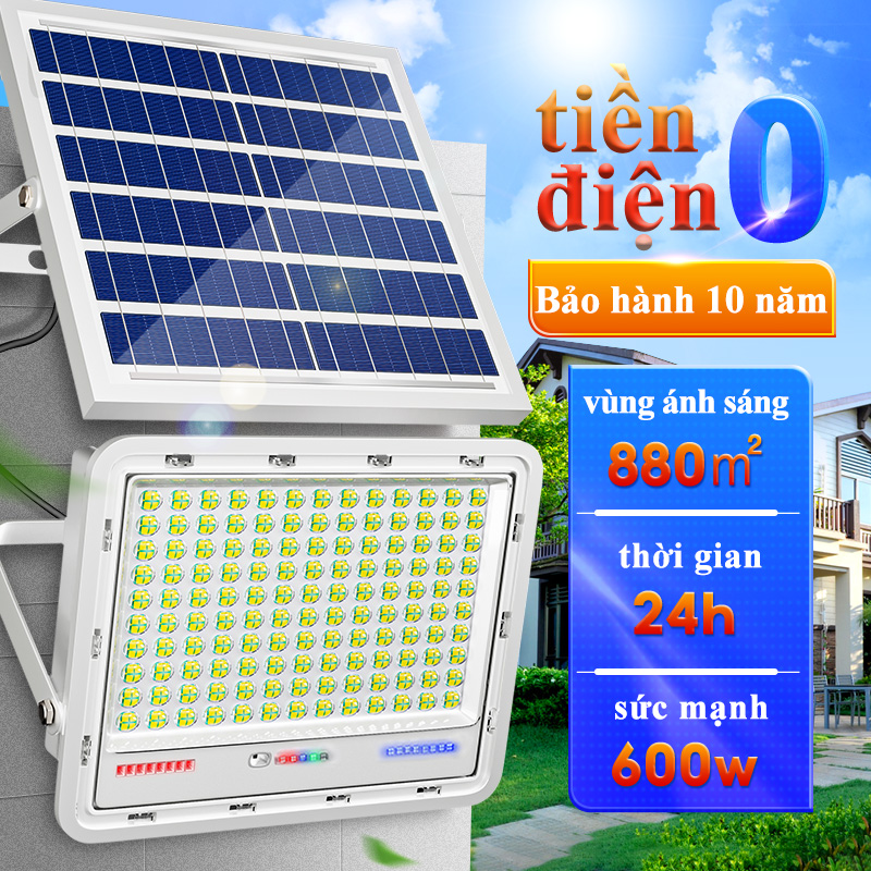 Đèn Năng Lượng Mặt Trời 600W 500W 300W 150W Siêu Sáng Đèn pha led có cảm biến tự động dây nối có remote Chống Nước Siêu Tiết Kiệm Điện Năng Đèn