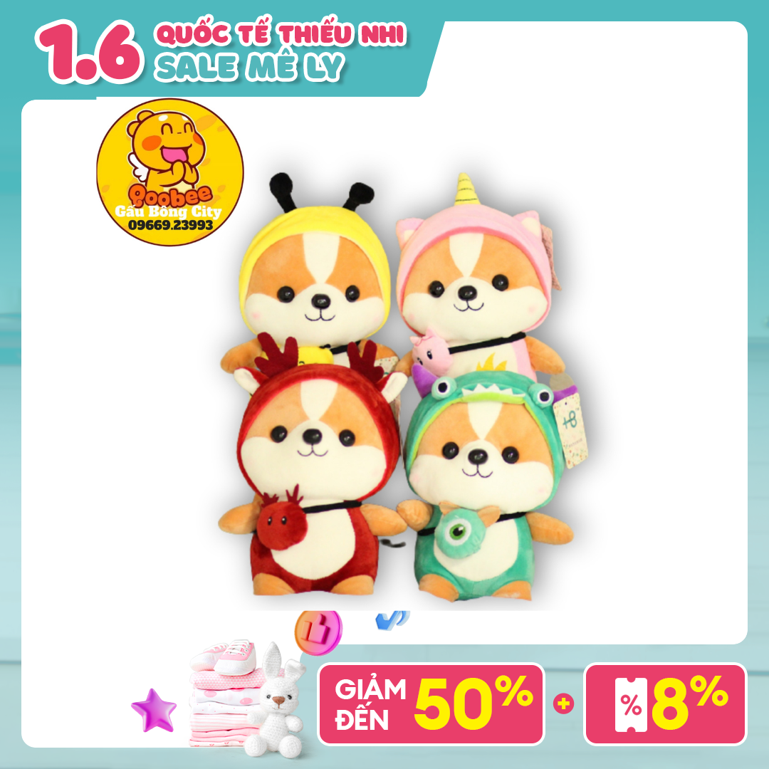Gấu bông chó shiba cosplay mềm mịn gấu bông cho bé