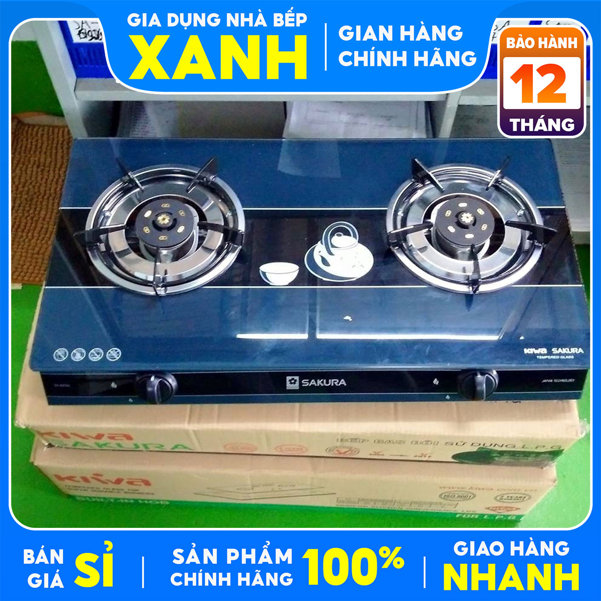 Bếp gas đôi tiết kiệm gas Sakura SA-692SG- hàng trưng bày+Tặng Dây gas+Cổ dê,Đầu đốt bằng đồng thau - Bảo hành 12 tháng