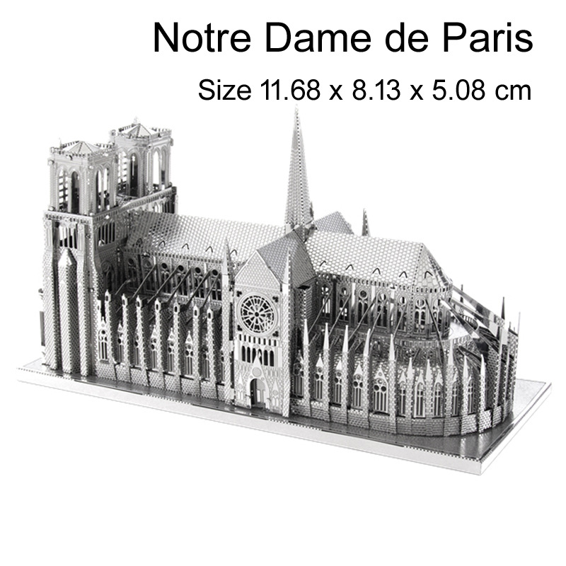 Đồ chơi lắp ráp 3d, mô hình kim loại nhà thờ paris, decor trang trí, quà tặng