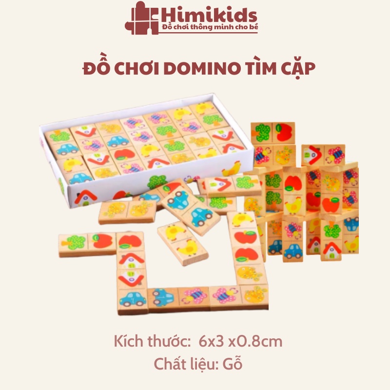 Đồ chơi Domino hoa quả, động vật, giao thông tìm cặp giống nhau