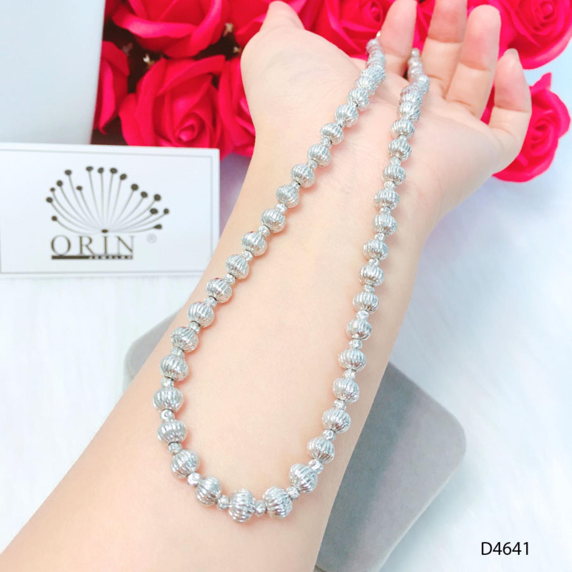 Dây chuyền bạc, dây bi hột to nhỏ thiết kế cao cấp Orin D4641 - Long Tien