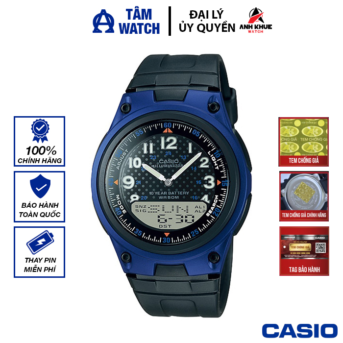 Đồng hồ nam dây nhựa casio standard chính hãng anh khuê aw-80-2bvdf