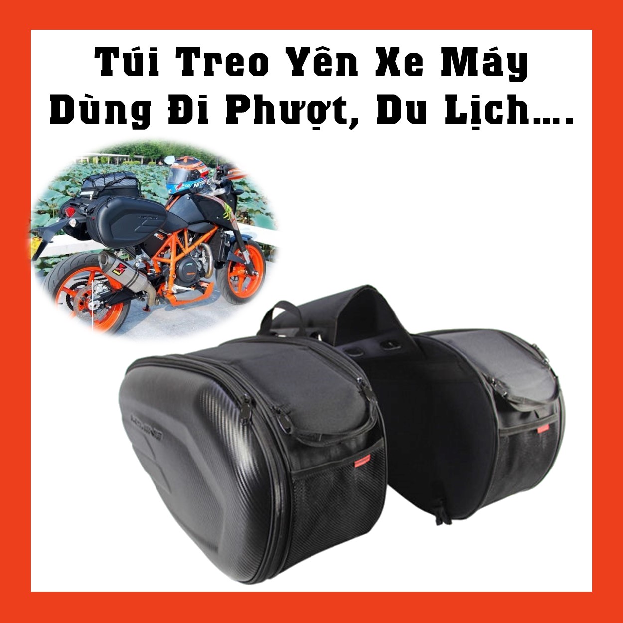 Cặp Túi treo yên sau xe máy thoải mái đựng đồ dùng Đi Phượt, Du Lịch….