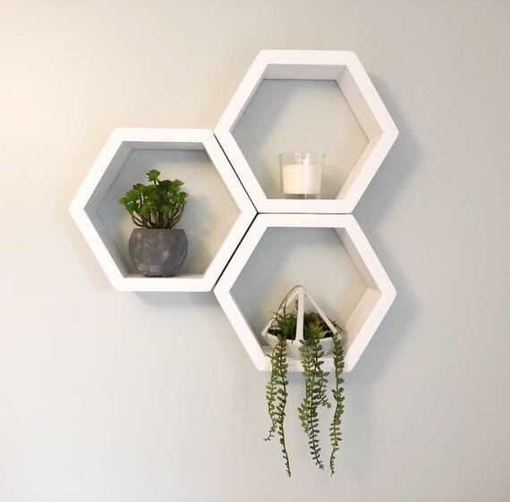 Kệ lục giác treo tường kệ trang trí, kệ sách lục giác