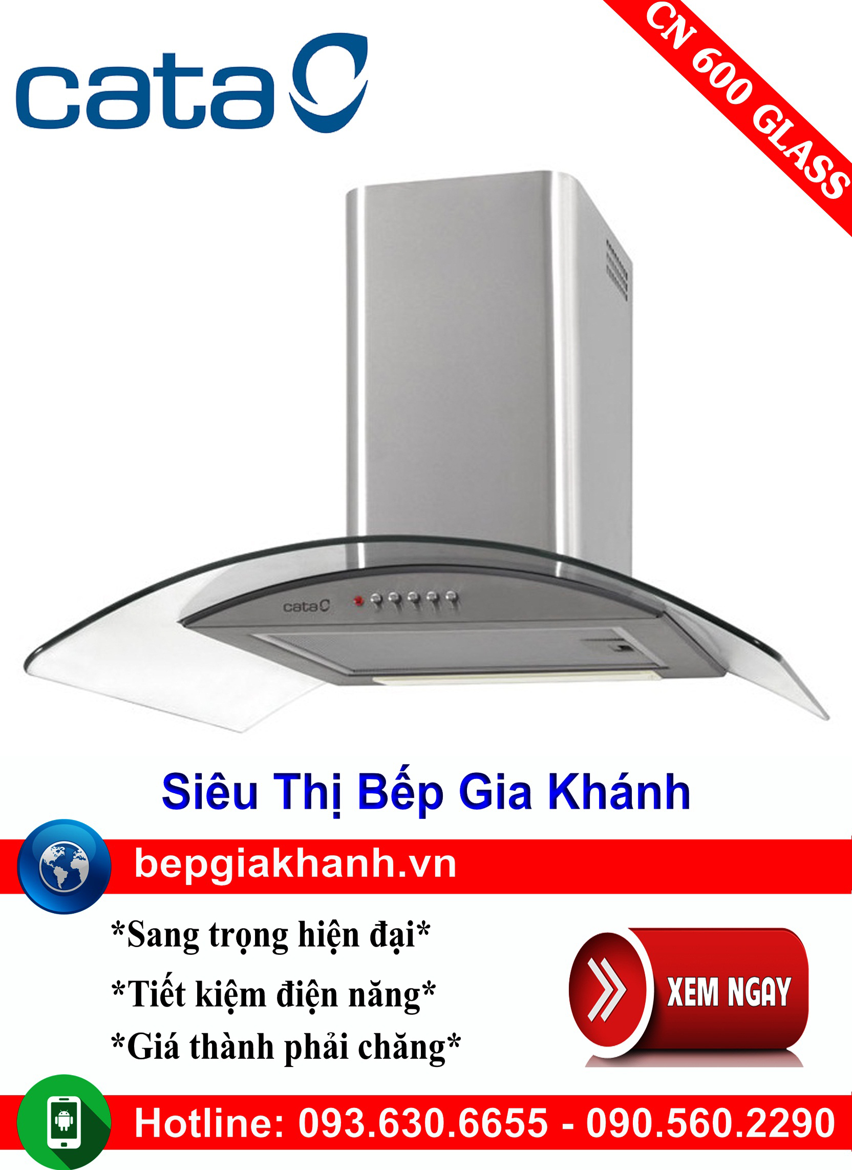 [HCM]Máy hút mùi kính cong 60cm Cata CN 600 GLASS máy hút mùi nhà bếp máy hút mùi bếp máy hút mùi kính cong máy hút mùi canzy máy hút mùi mini máy hút mùi âm trần máy hút mùi electrolux may hut mui