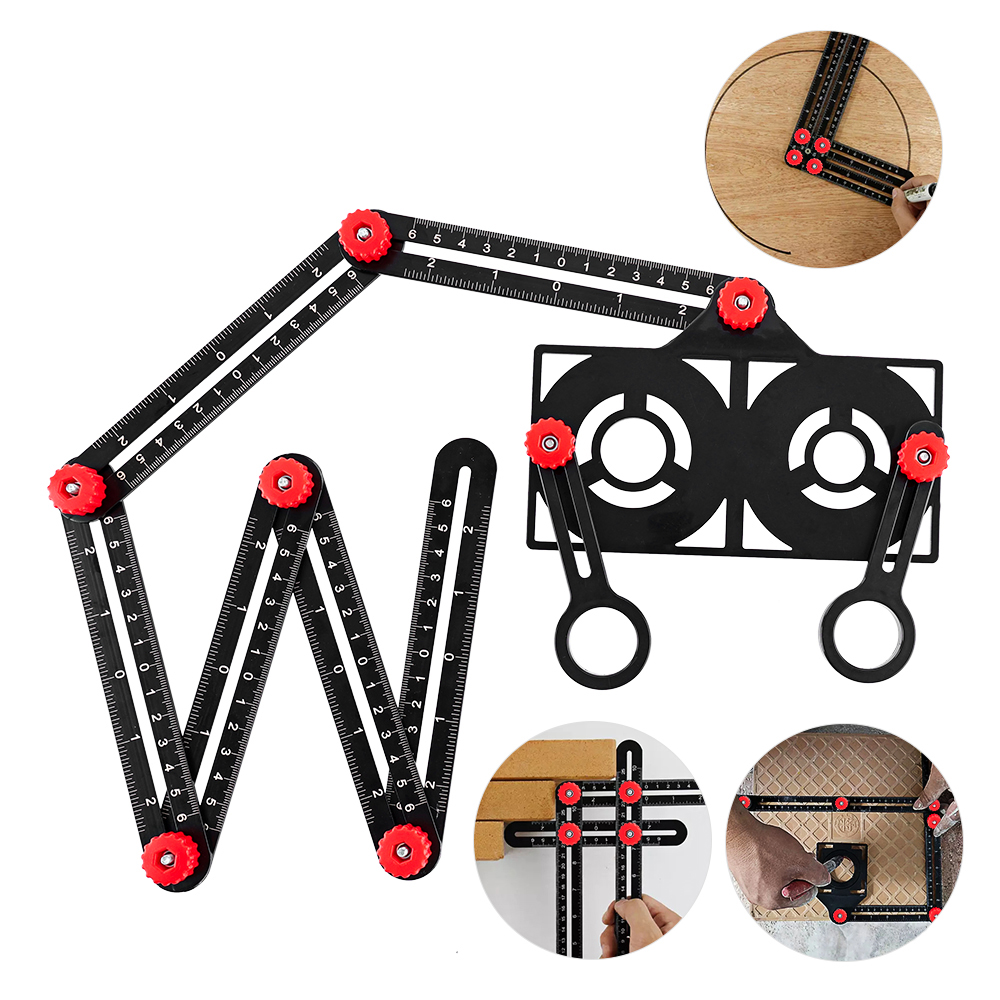 Thước đo góc đa năng 6 đoạn thước gấp khúc lấy dấu và định vị lỗ khoan gạch - thước zích zắc lấy dấu cắt gạch cầm tay đa năng