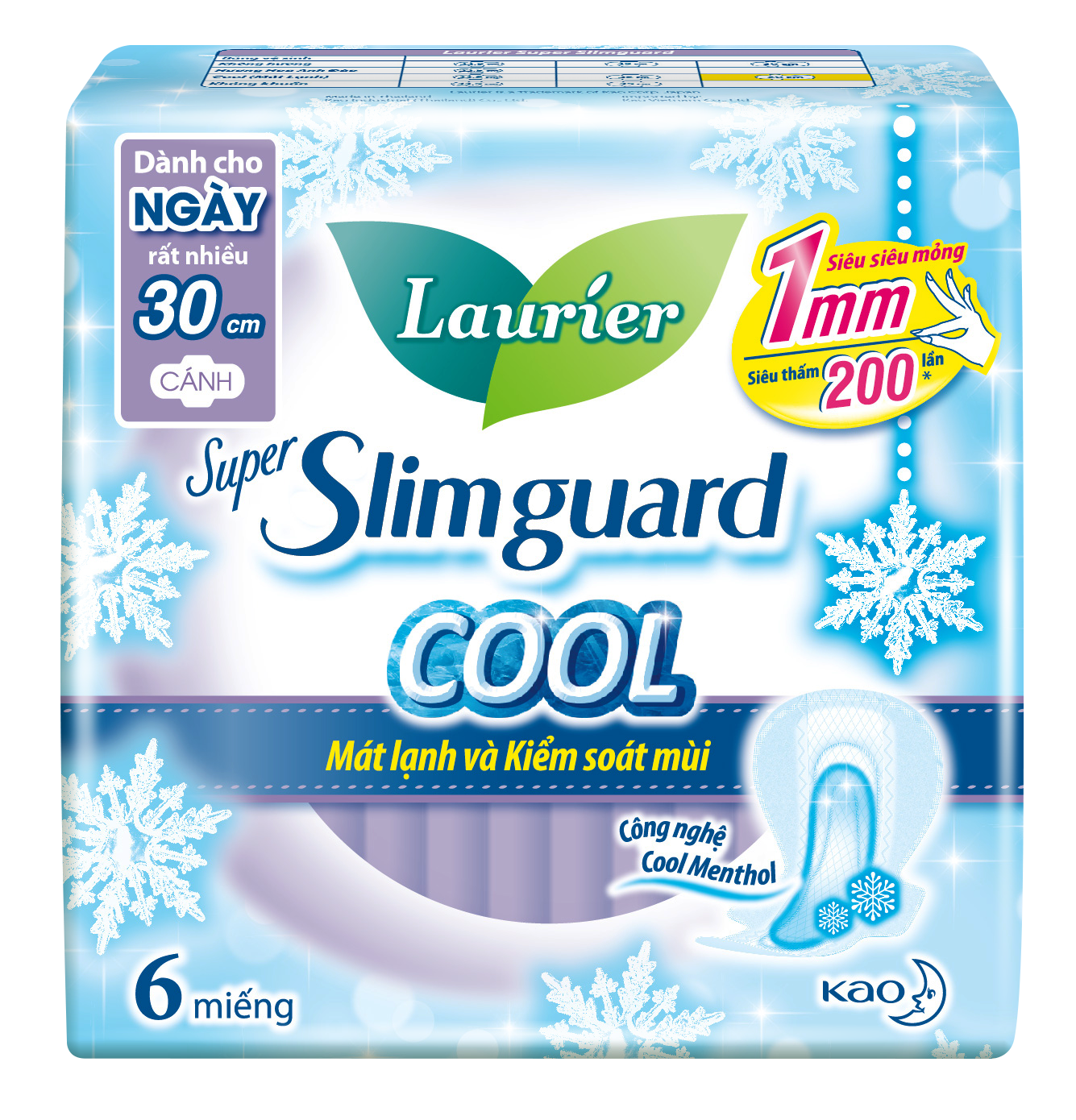 Combo 4 gói bvs laurier super slim guard siêu mỏng 1mm ngày rất nhiều cool 30cm 6 miếng nhập khẩu thái lan